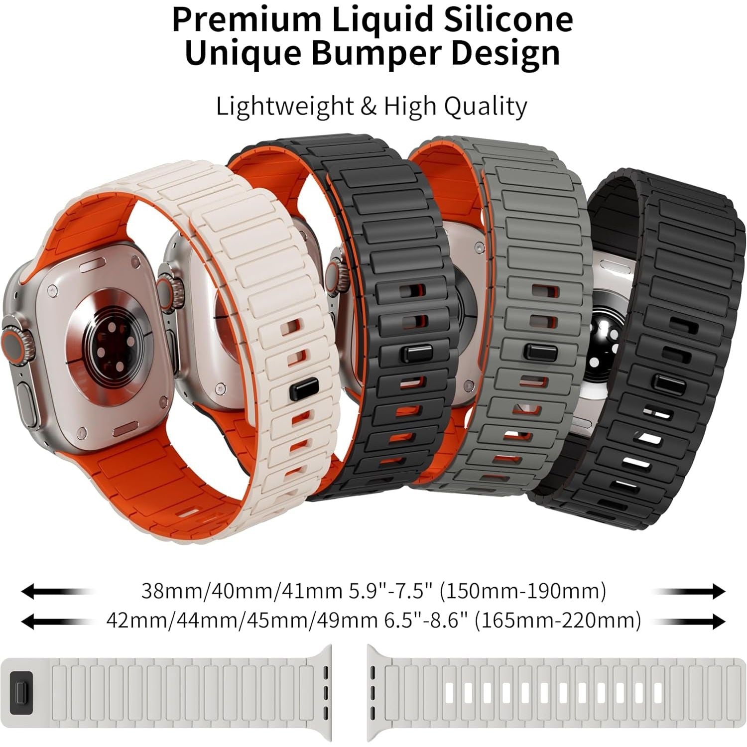 Straplab Magnetic Silicone Sport Loop Bands for Apple Watch