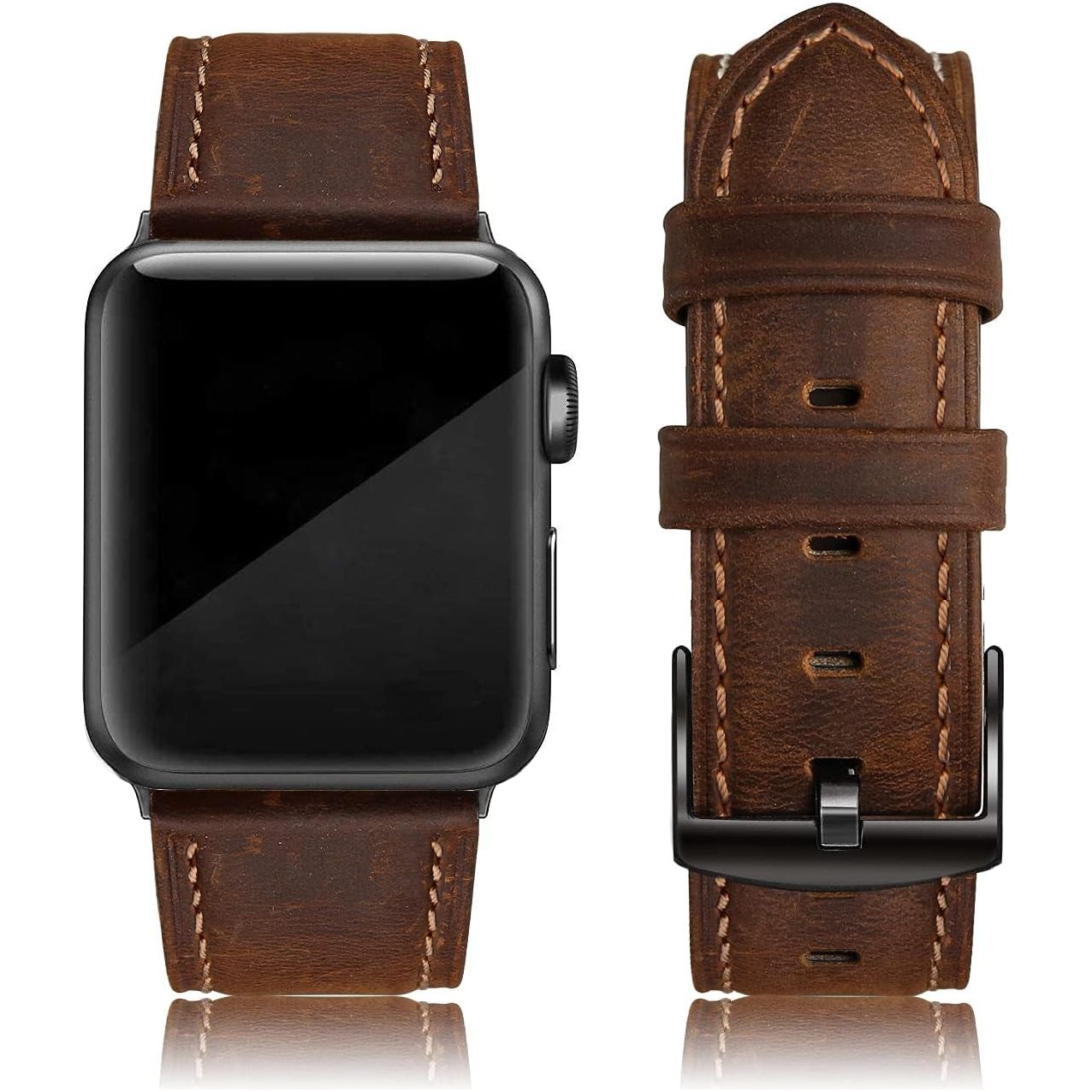Leather Bands Compatible with Apple Watch 42Mm 44Mm 45Mm Band Men Women,Vintage Genuine Leather Wristband Replacement Band Compatible for Apple Iwatch Series 8 7 6 5 4 3 2 1 SE Sports Edition