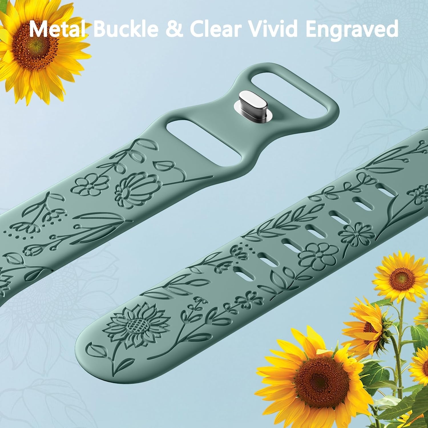 Straplab Floral Engraved Silicone Bands - 6 Pack