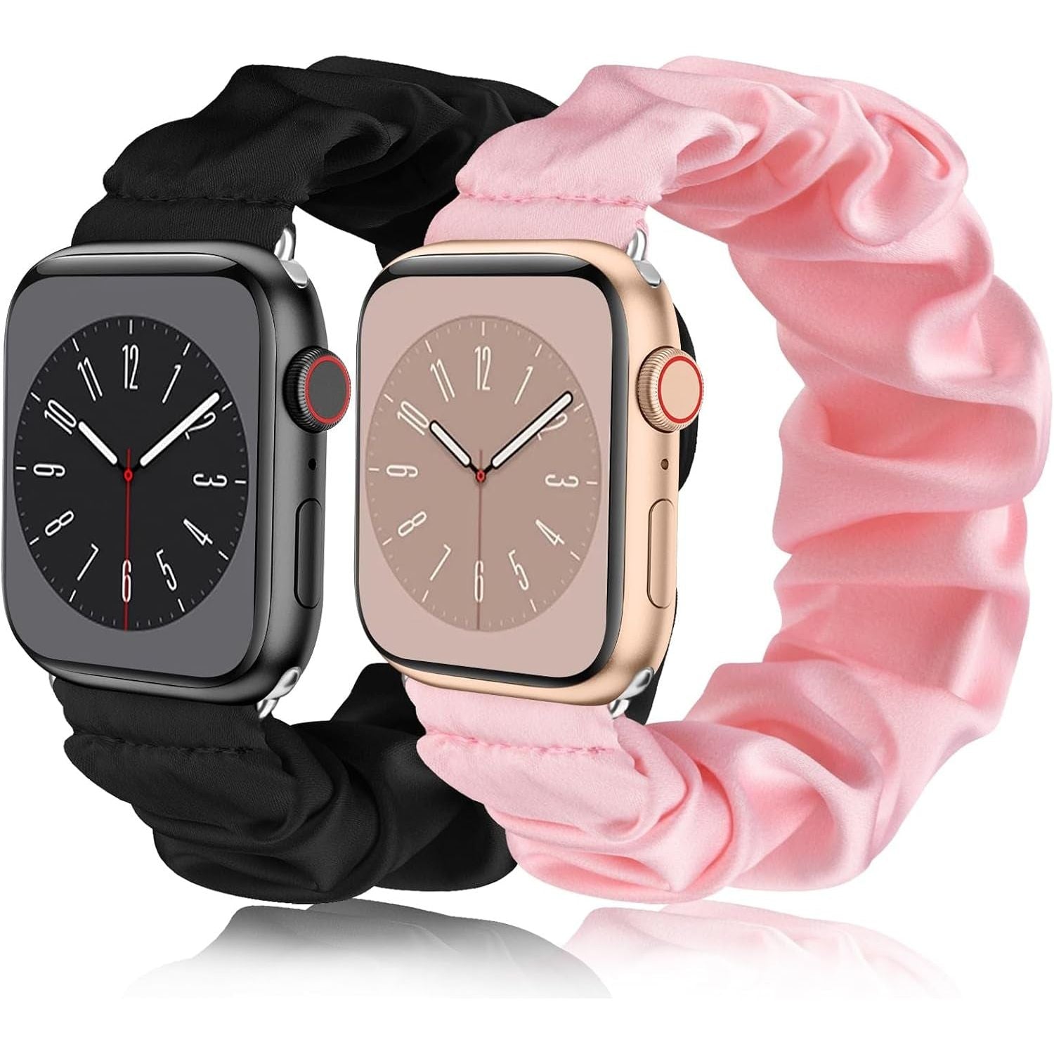 Adjustable Elastic Scrunchie for Apple Watch Band 38Mm 40Mm 41Mm 42Mm 44Mm 45Mm, Soft Stretchy Cloth Pattern Printed Fabric Women Girls Wristbands for Iwatch Series 10/9/8/7/SE/6/5/4/3/2/1