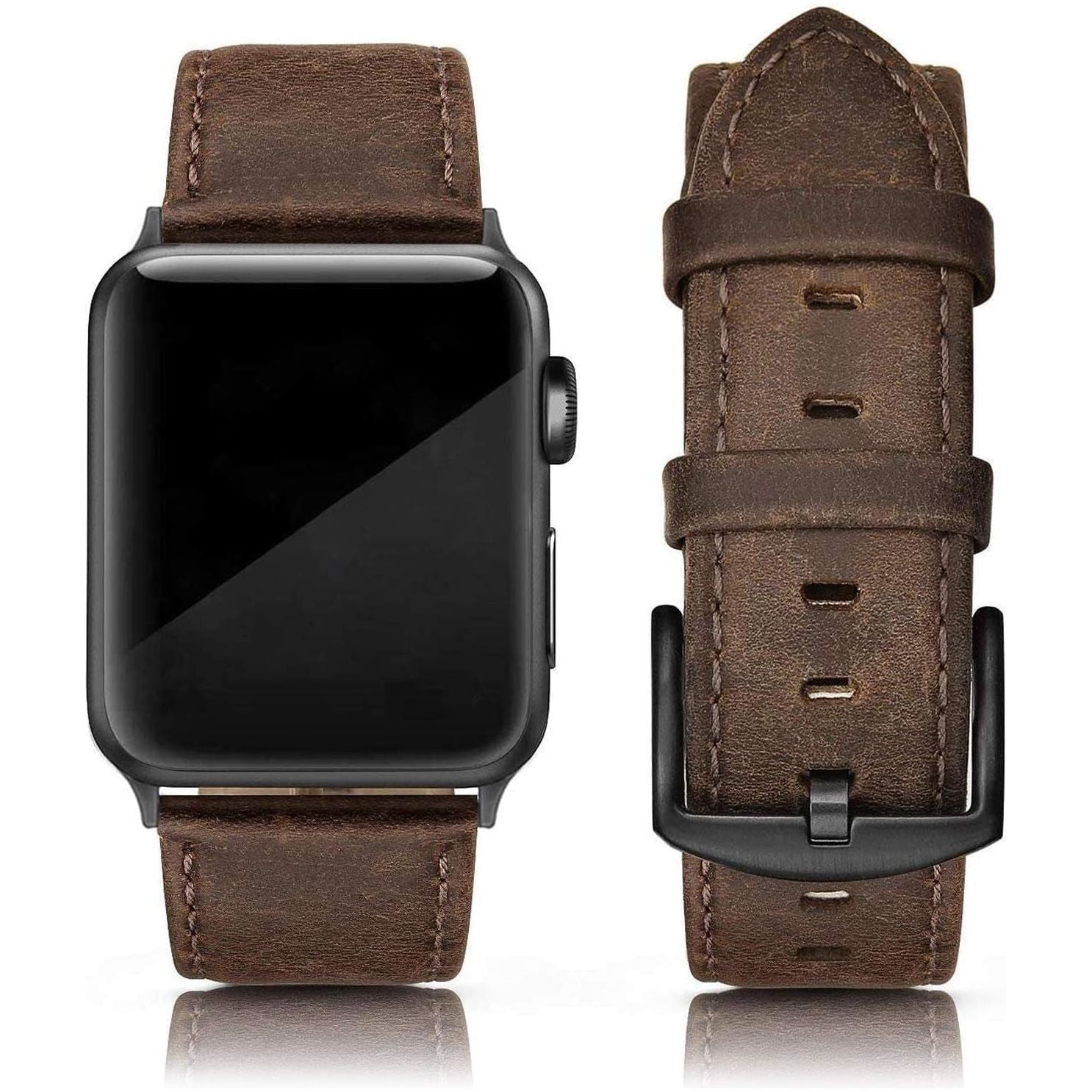 Leather Bands Compatible with Apple Watch 42Mm 44Mm 45Mm Band Men Women,Vintage Genuine Leather Wristband Replacement Band Compatible for Apple Iwatch Series 8 7 6 5 4 3 2 1 SE Sports Edition