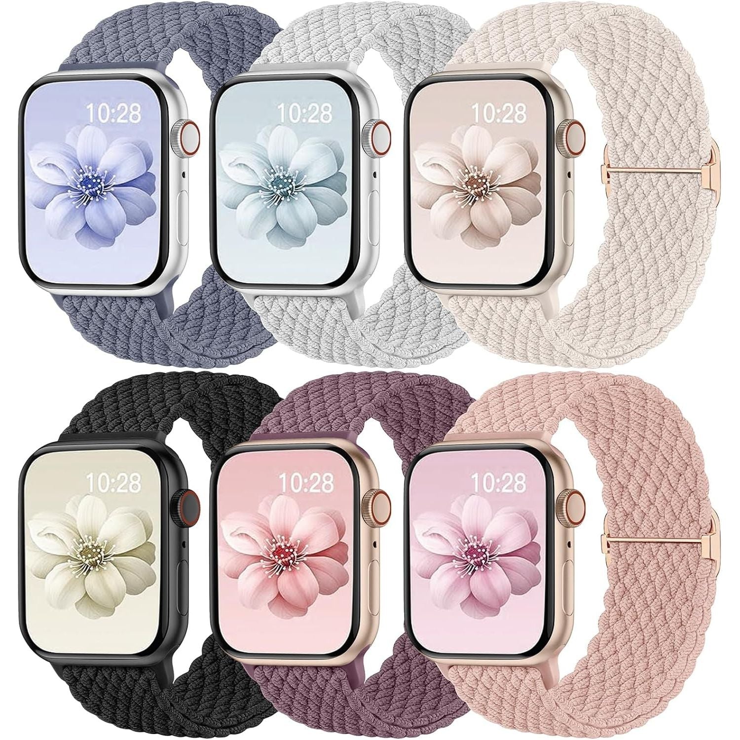 Braided Nylon Elastic Loop Compatible with Apple Watch Band 38Mm 40Mm 41Mm 42Mm 44Mm 45Mm 46Mm 49Mm Women Men, Soft Stretchy Strap for Iwatch Series 10 9 8 7 6 5 4 3 2 1 SE Ultra 2 1, Multi Colors